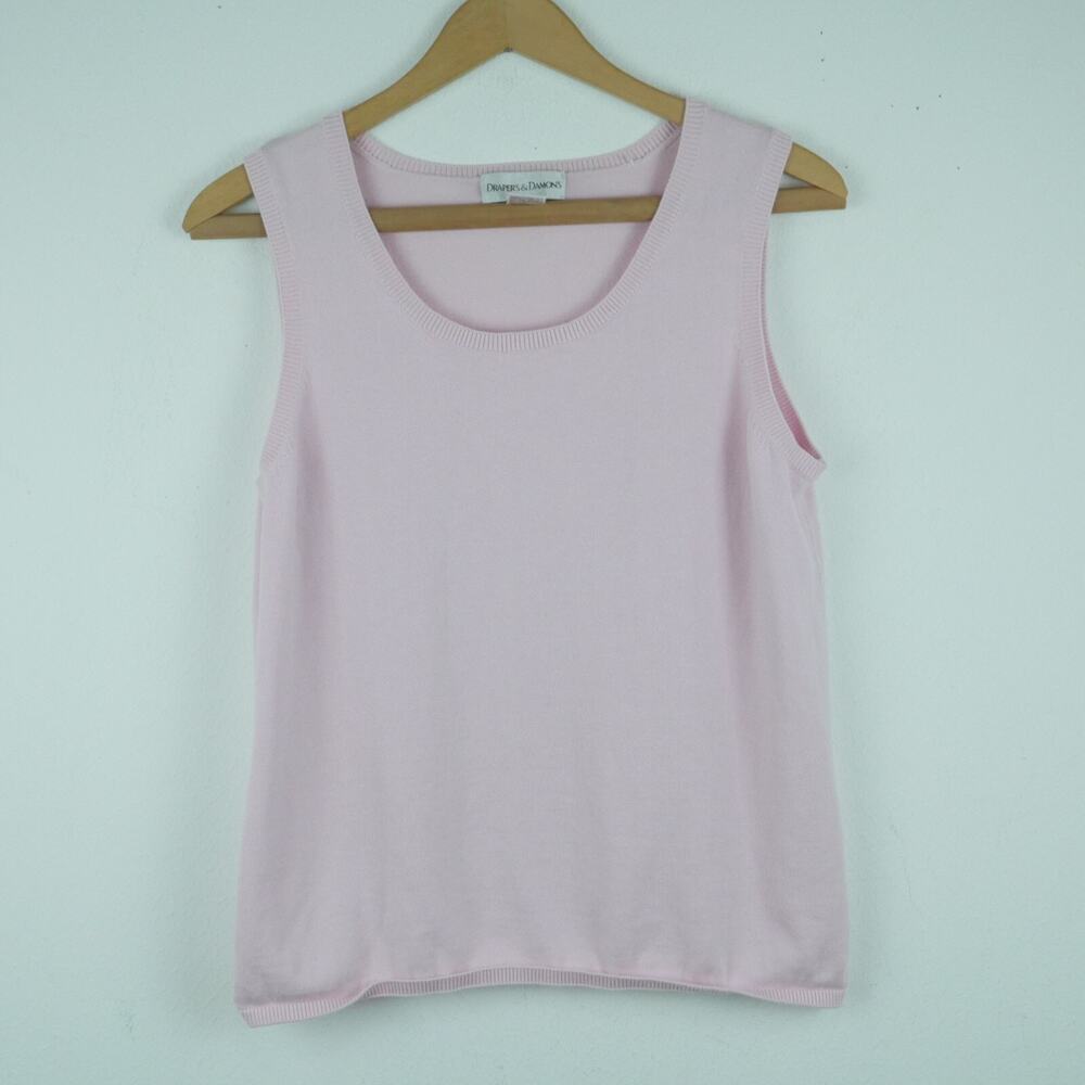 Vintage Large Tank Top Wide Strap Knit‎ Powder Pink Pastel 90s Minimal Preppy